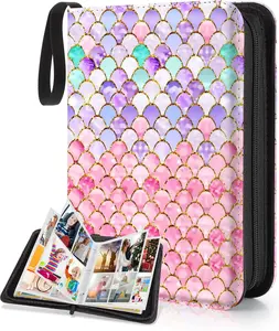 Card Binder for Girls Gifts,440 Cards Collectible Trading Card Holder Case with 55 Sleeves, 4 Pocket (Fish Scales)