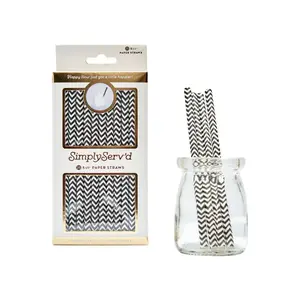 Black Chevron Paper Cocktail Straw/25pk