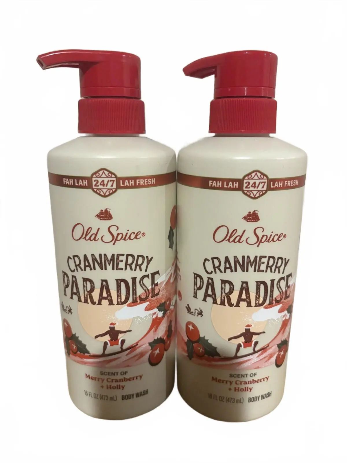 Old Spice Cranmerry Paradise Fragrance Body Wash, 2-Pack 16 oz Bath & Shower Body Care Cleanser with Cranberry-Holly Aroma