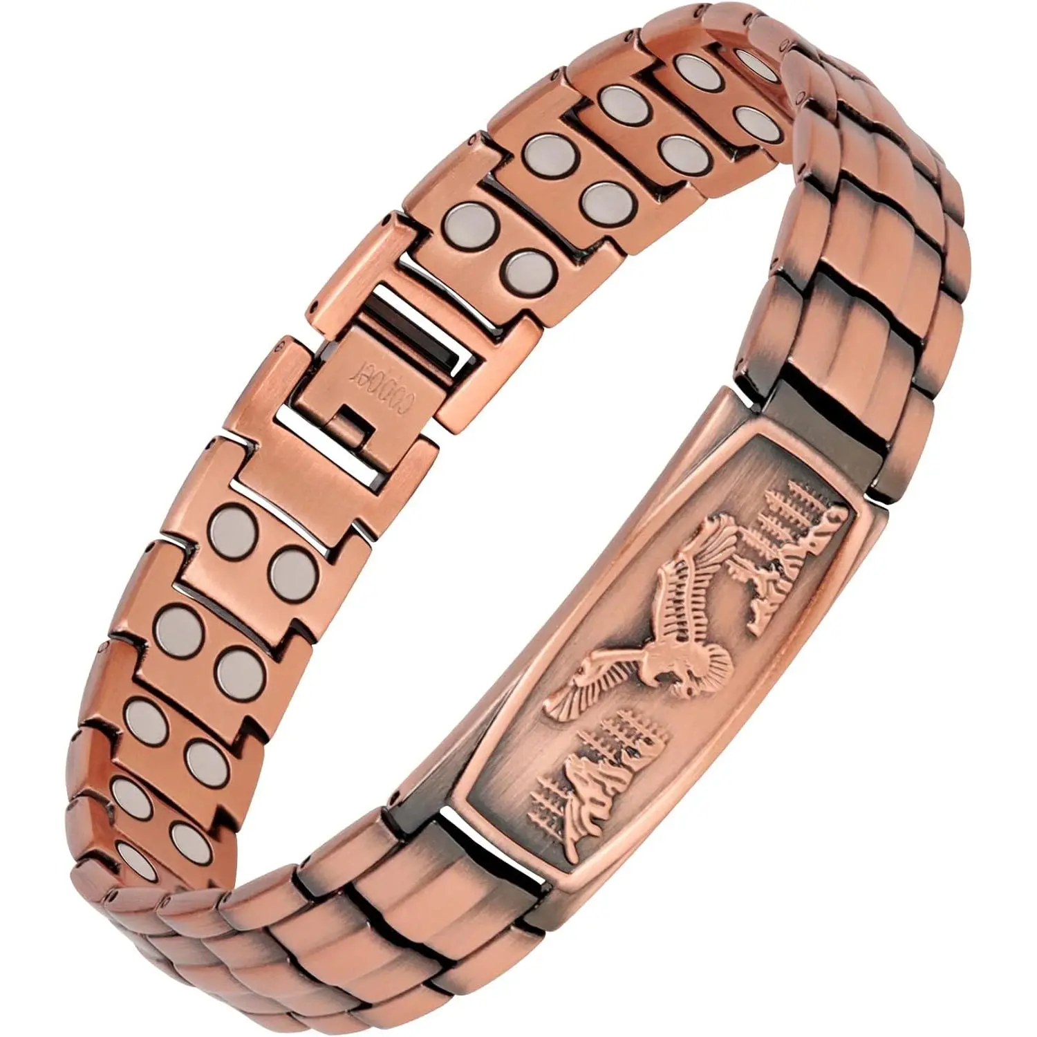 Copper Bracelet for Men-Magnetic Bracelets 99.99% Pure Copper Jewelry Gift with Adjustable Sizing Tool, Magnetic Field Therapy Jewelry with Eagle Pattern