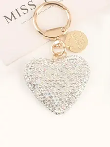 Women's Elegant Rhinestone Heart Design Pendant Keychain, Exquisite Trendy Elegant Keychain for Car Key, Chic Bling Bling Accessories As Gift for Friends