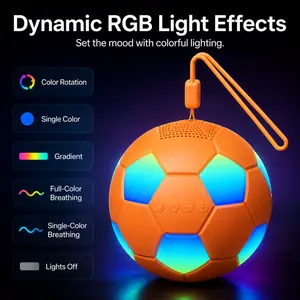 Football Bluetooth Speaker with RGB Lights, Portable Wireless Speaker for Game Night, Bedroom, Camping & Outdoor Parties
