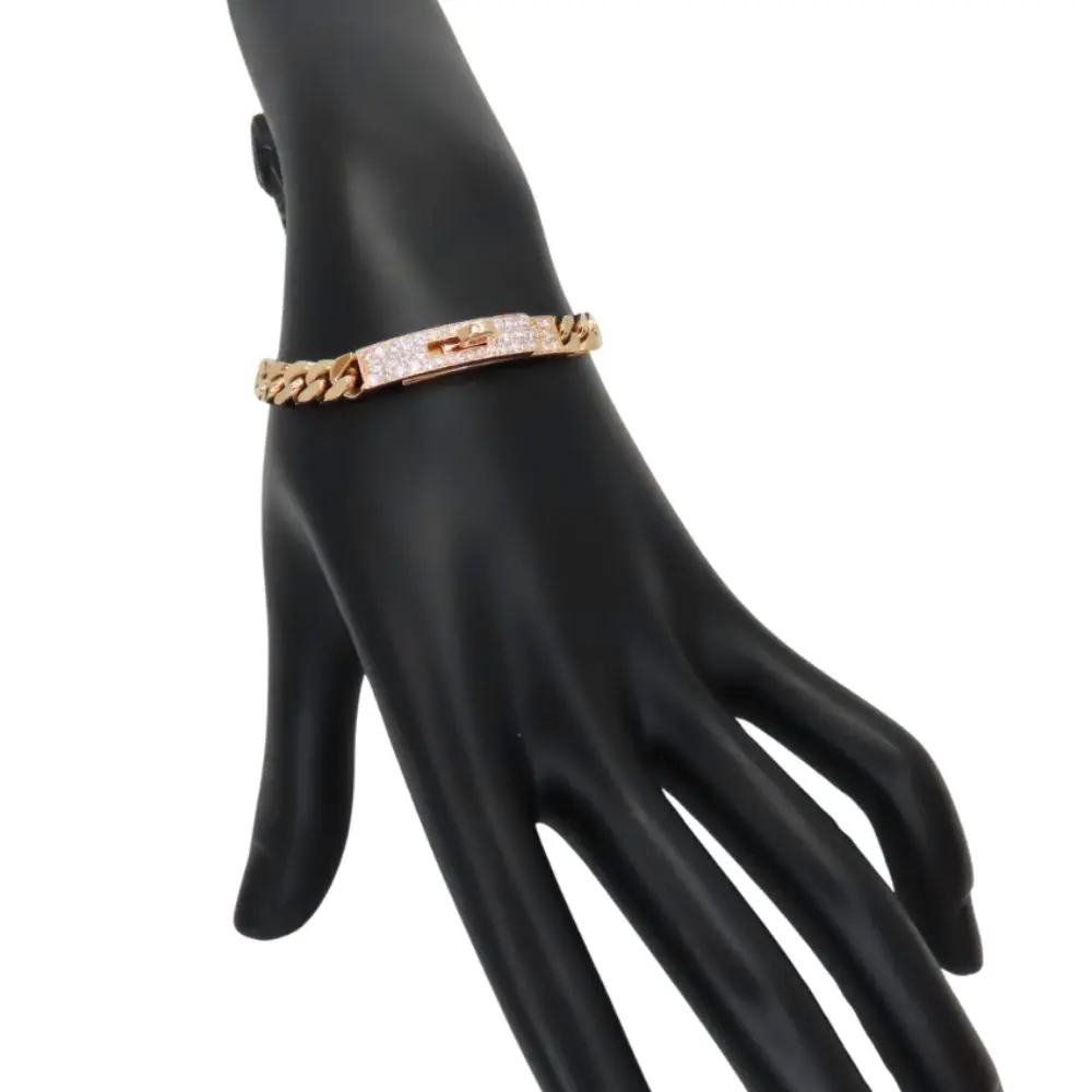 Pre-owned HERMÈS 18K Rose Gold (Au750) Small Leather Goods Hermes Kelly Gourmet Au750 Diamond Bracelet Size 14.5