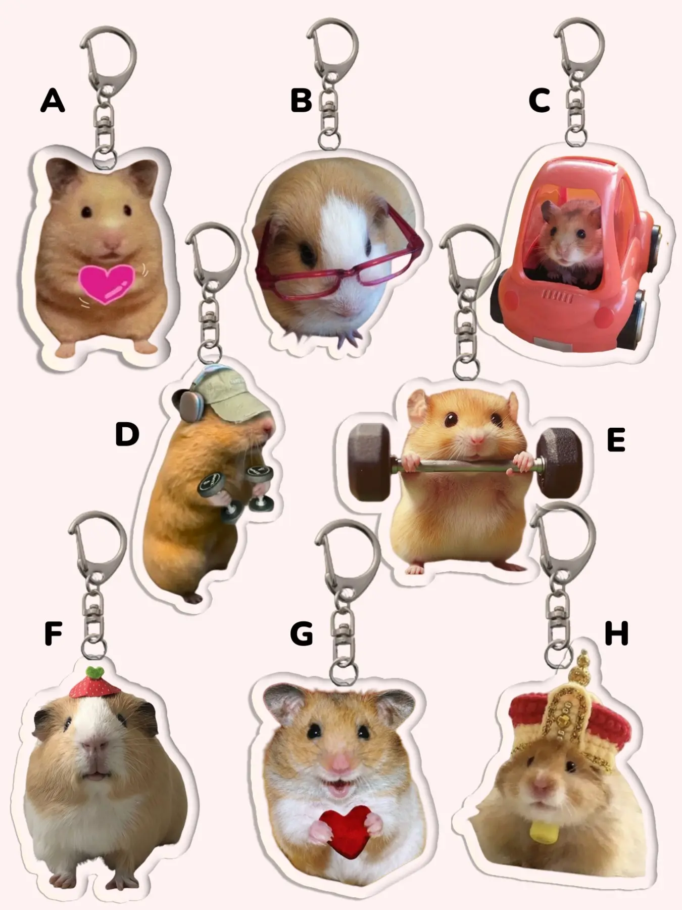Adorable Hamster Acrylic Keychain, Cute Gym Mouse Charm, Fun Bag Accessory, Motivational Gift for Friends & Couples, All Seasons