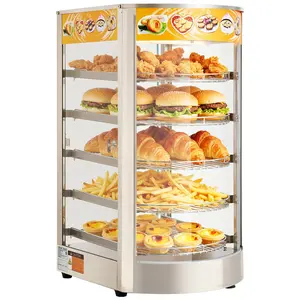 VEVOR 5-Tier Commercial Food Warmer Display, 800W Food Display Warmer with LED Light, Adjustable Shelf and Stainless Steel Frame, 86185 Air Heating, 60L for Hamburger, Pizza, Bread, Fried Chicken