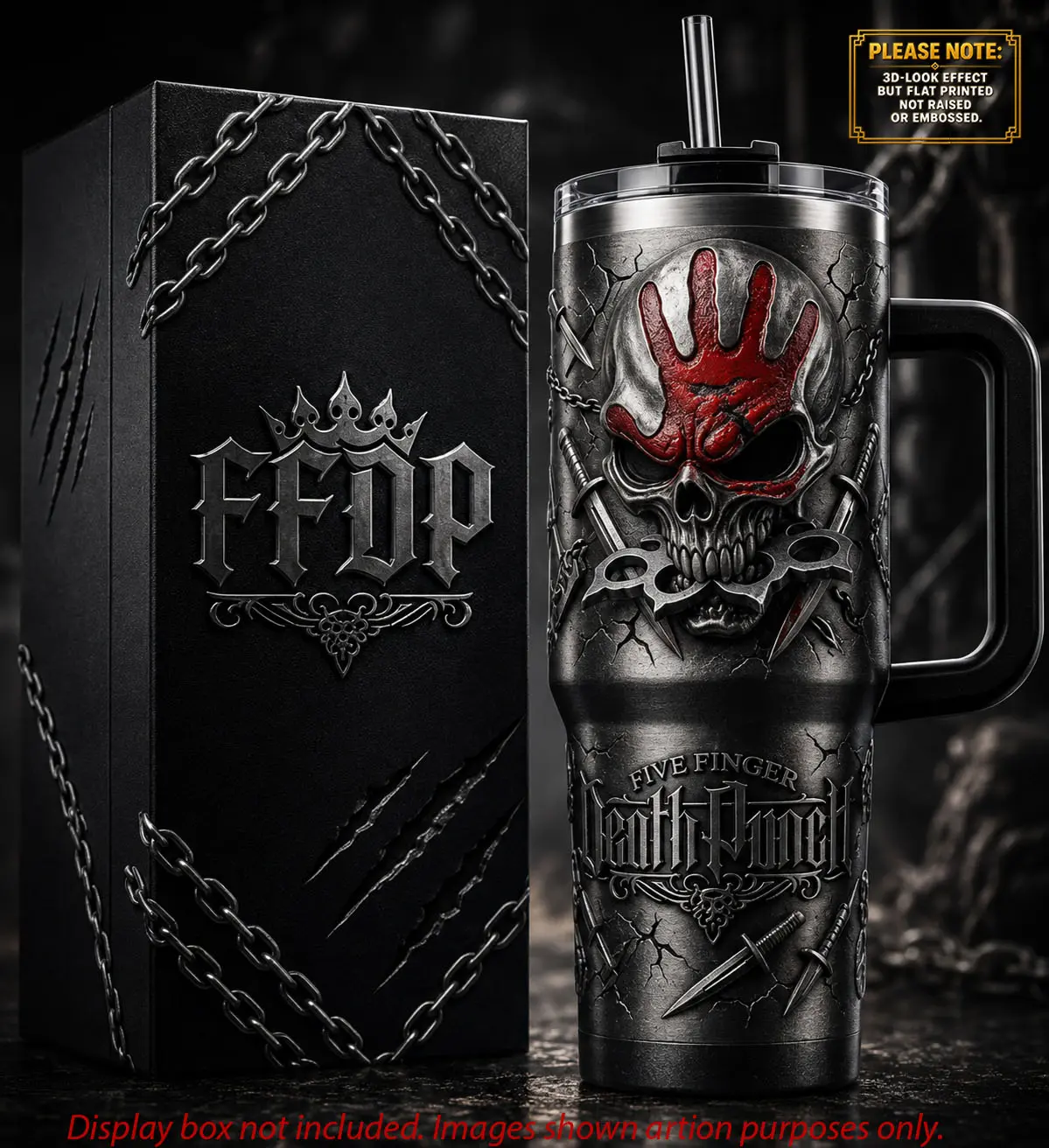 Five Finger Death Punch 40oz Tumbler, FFDP Skull Stainless Steel Travel Mug, Heavy Metal Band Insulated Cup, Rock Fan Gift, Collector Edition Drinkware, FiveFingerDeathPunch, FFDP, HeavyMetal, MetalMusic