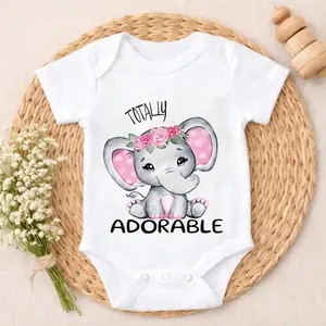 Newborn Baby Boy Girl Bodysuit Romper Outfit Totally Adorable Elephant With Roses Soft Cotton Infant Clothes baby clothes Coming Home Outfit Perfect Gift for Baby Shower, New Mom, Grandparents, Ideal for First Photos & Special Days