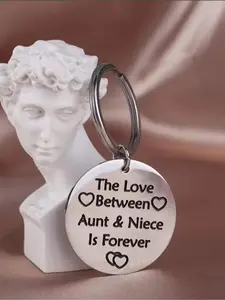 The Love Between Aunt and Niece Is Forever Letter Pattern Keychain, Personalized Heart Tag, Stainless Steel Keychain for Women & Men, Trendy All-match & Exquisite Keychain for Birthday Gift