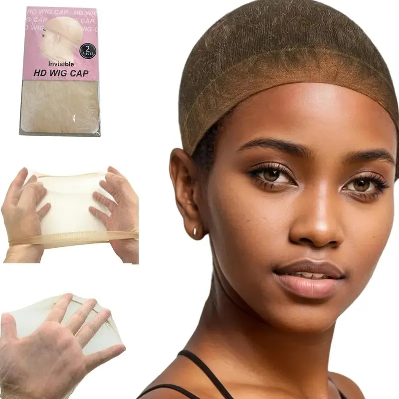 2/10/24Pieces Ultra-Thin HD Sheer Wig Caps for Women Invisible Stocking Bald Cap Lace Front Wig Accessories NONE