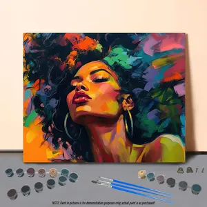 Woman Pattern Oil Painting Kit without Frame, 1 Set DIY Oil Painting Kit by Numbers with Brush, DIY Painting Supplies for Beginner Adults