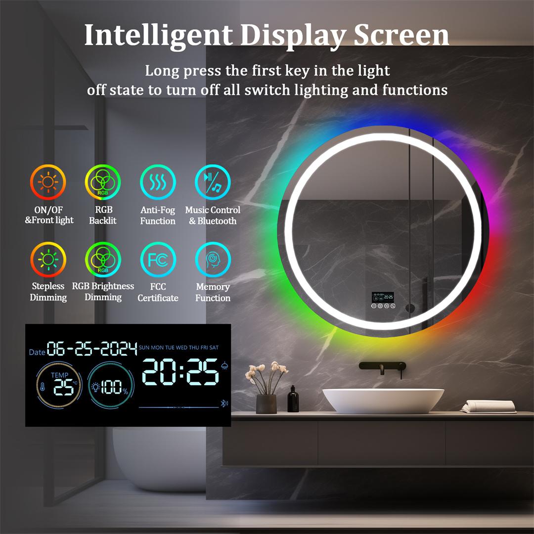 LumiBased LED Round Mirror LED Light with bluetooth LumiBased LED Round Mirror LED Light with bluetooth