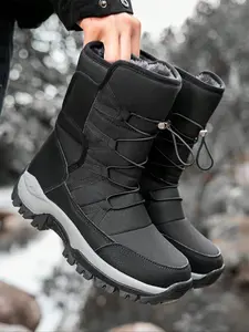 Men's Winter Mid-Calf Snow Boots, Micro Waterproof Upper, Anti-Slip Sole, Thick Fleece Lining, Side Zipper for Easy Wear, Slip Resistant Boots