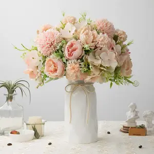 1/4pcs artificial flower Rose, Peony, Hydrangea, UV resistant, fashionable and romant, suitable for wedding, Indoor and outdoor balcony, home,suitable for all seasons, various holiday activities decoration, such as Valentine's Day, graduation season,etc