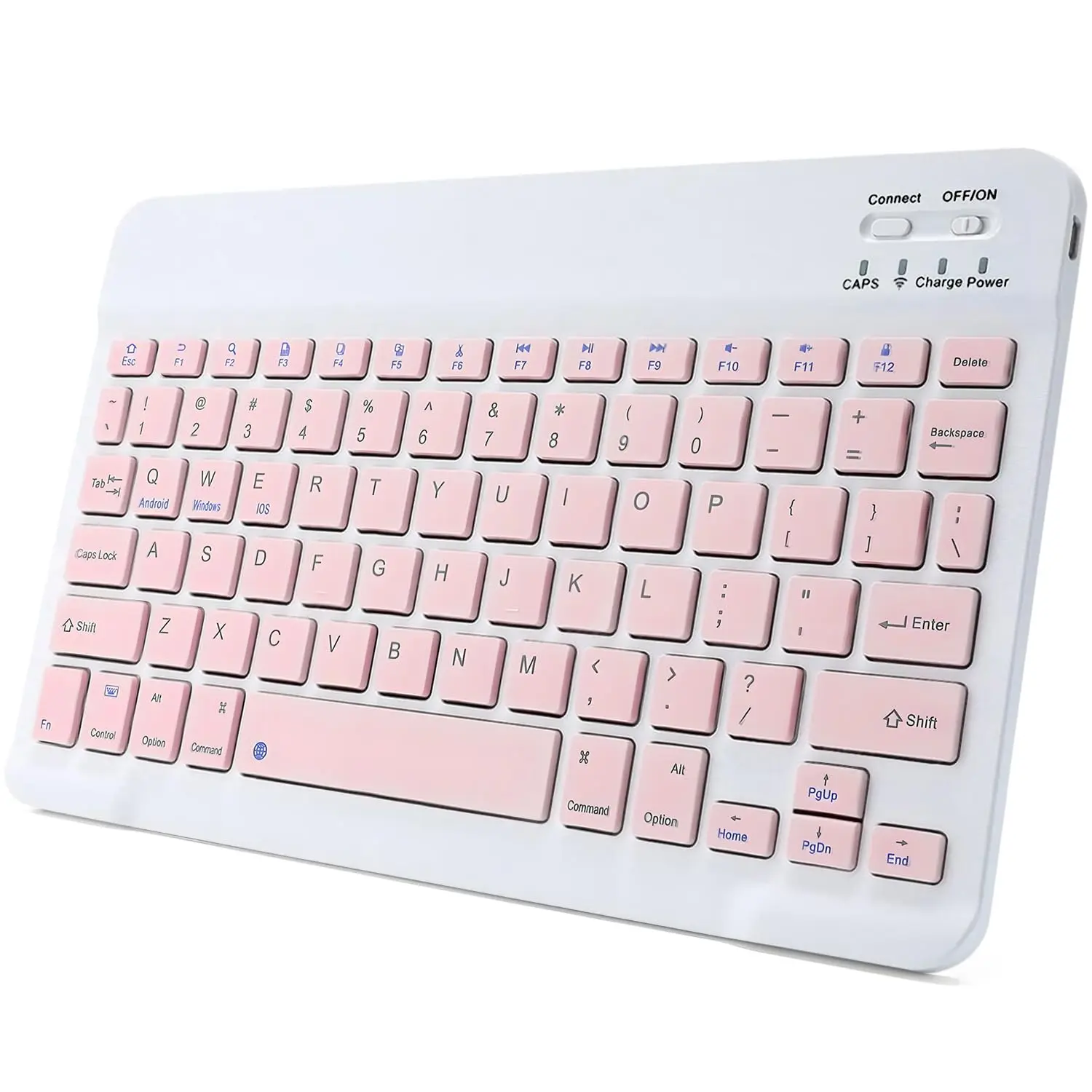 Portable Wireless BT Keyboard - Ultra-Thin, Fast Pairing, Cross OS, Multi-Device Compatible with iPad, Samsung Android Tablets, Phones, Laptops, USB Cable Included