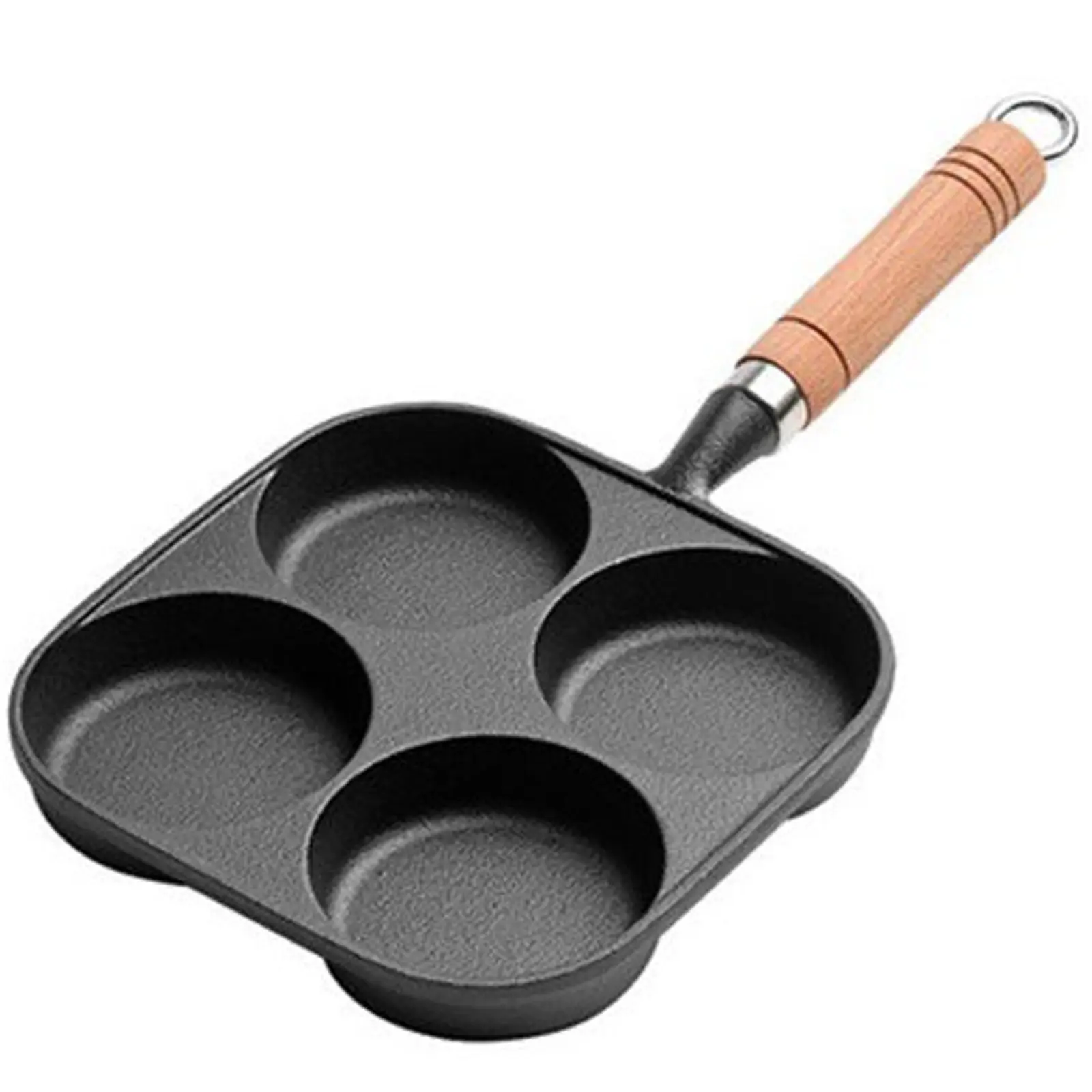 Nonstick Frying Pan, Kitchen Pans, Cooking Pans, Cast Iron Egg Pan Divided Design Grill Pan, Griddle Pan with Wooden Handle, Breakfast Skillet Omelet Pan, Pancake Pan Suitable for Gas Stove & Induction Cookware
