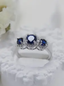 S925 Sterling Silver Fashion Artificial Gemstone & Cubic Zirconia Decorated Ring, Engagement Rings, Luxury Jewelry for Women, Trendy All-match & Exquisite Jewelry for Birthday Gift