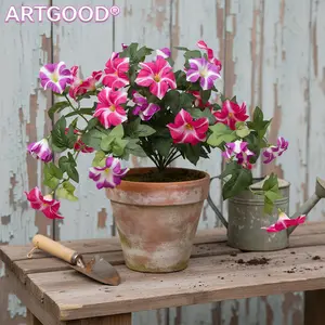 ARTGOOD - Artificial Fake Flower Plant Outdoor Decoration, Lifelike Fake Plant, UV Resistant Silk Tulip Flowers for Home Garden Balcony Courtyard Porch Indoor Decor