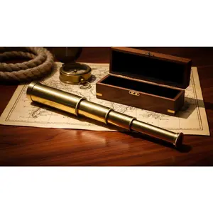 Nautical Brass Spyglass Telescope with Rosewood Box 15" Brass Telescope Rustic Vintage Home Decor Gifts