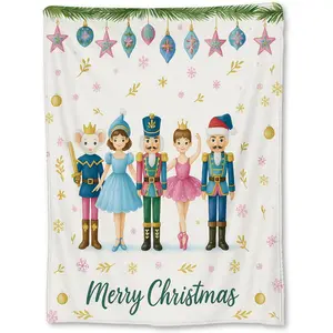 Christmas Nutcracker Ballet Blanket, Soft Lightweight Flannel Festive Winter Throw Blanket for Couch, Bed, Travel & Home Decor Gifts, Cozy Warm Blankets for Dance & Theater Lovers Women Girls 60×50 in