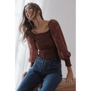 Alberta Top - Burgundy Paisley