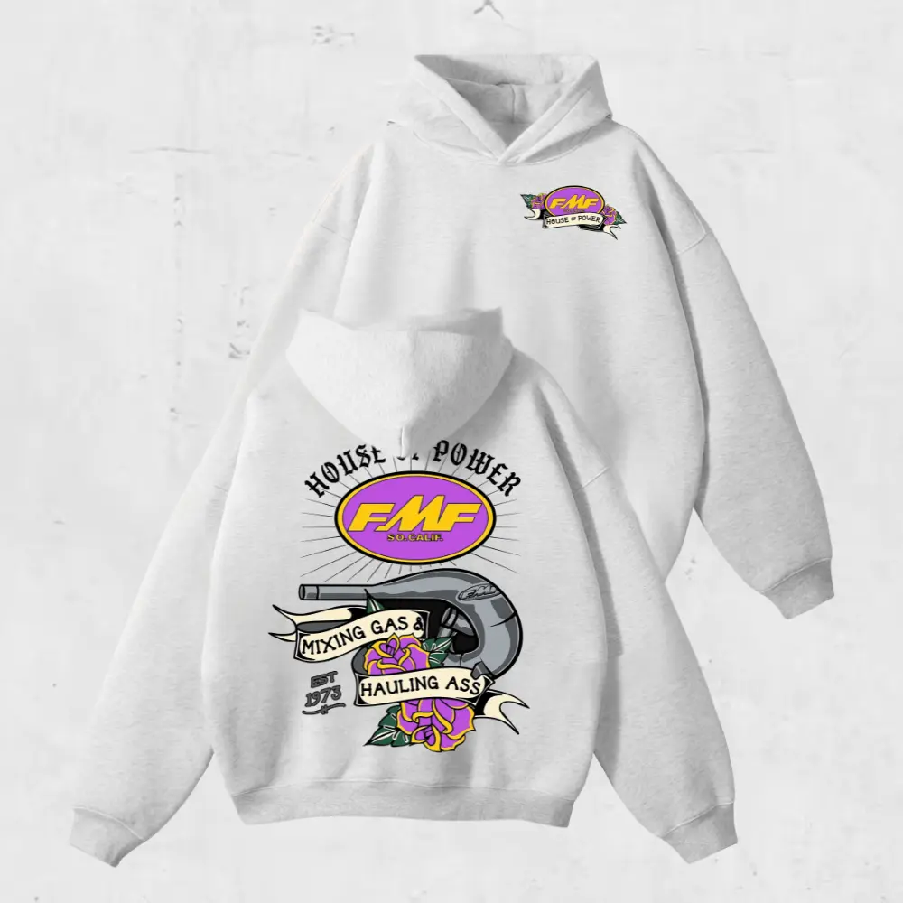 FMF Racing House of Power Mixing Gas & Hauling Ass Hoodie, Sweatshirt, T-Shirt, Vintage Motocross Racing Graphic Sweatshirt, Unisex Streetwear Fan Apparel