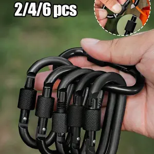2/4/6 Pack D-Type Spring Hooks, Aluminum Alloy Buckle, Safety Camping Gear, Outdoor Activities, Hiking, Fishing, Keychain, Backpacking, Travel