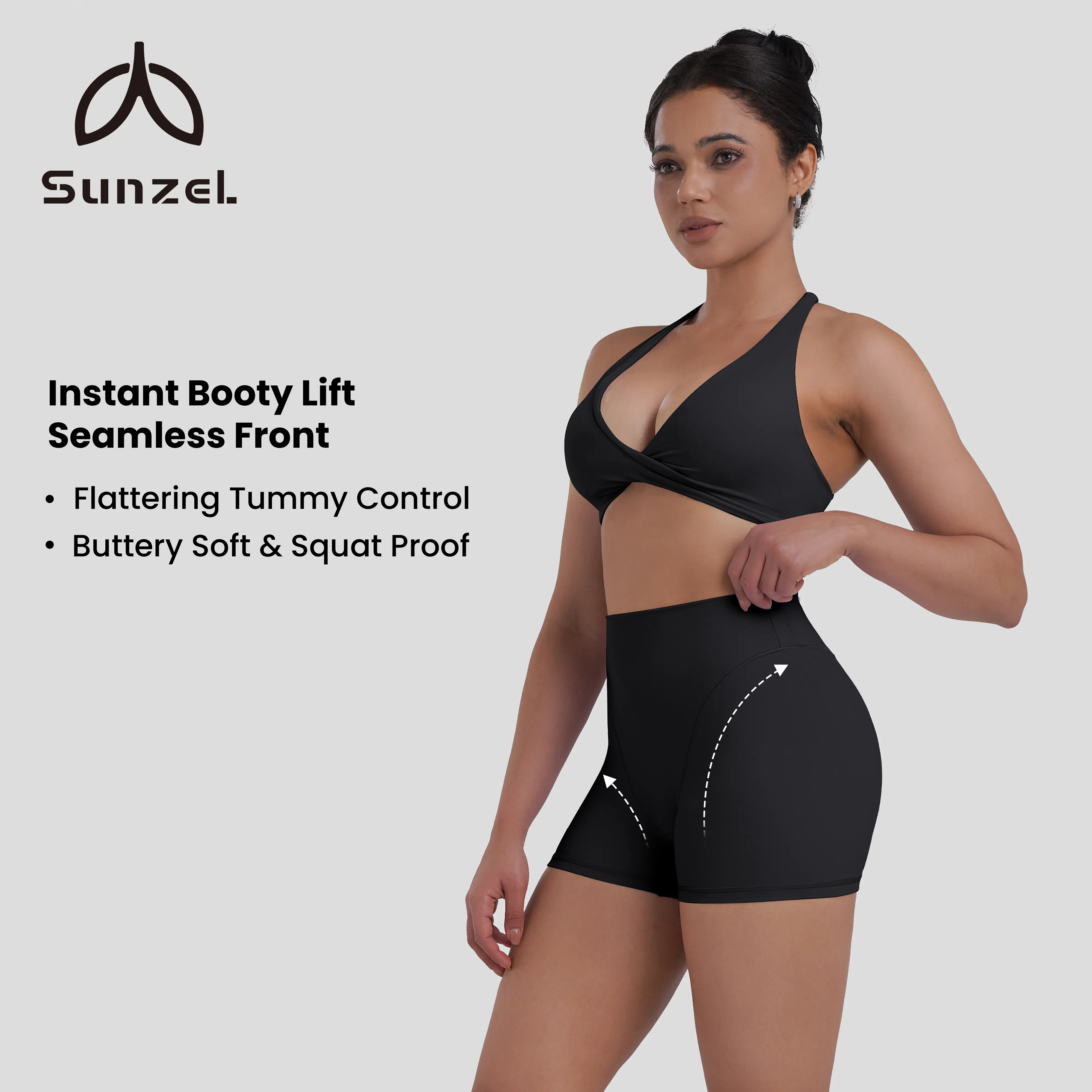 Sunzel Women's Sports Shorts, Buttery Soft High-Waist Seamless Biker Shorts with Tummy Control, 4-Way Stretch & Squat-Proof for Yoga Gym, 4 Way Stretch Women's Sports Shorts, Abdomen Control Women's Sports Shorts