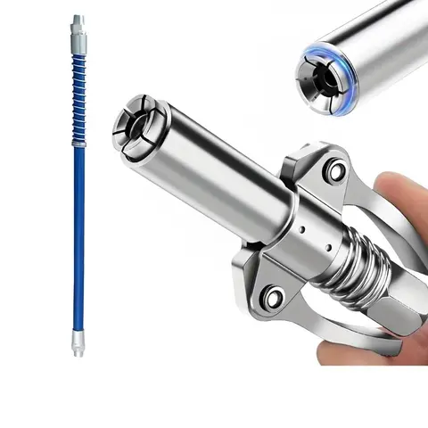 Double Handles Grease Nozzle & 30cm Hose Set, Manual Grease Injector, Heavy Duty Grease Injector Tool for Car Parts, Car Repair Tool