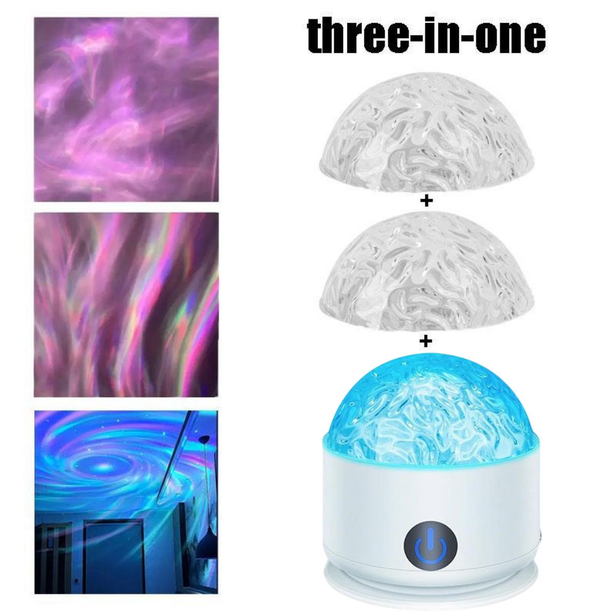 3-in-1 LED Aurora Starry Projector Lamp - Remote, Rechargeable, 16 Color Changing, USB-Powered, Space-Themed with Aurora, Water Ripple & Sky Effects, Bedroom, Gaming Room Ambient Decorative Light