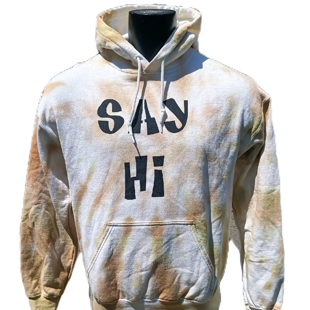 Medium Say Hi With A Tie Dye Hoodie - Size Medium - Multicolor Wearable Art Graphic Print