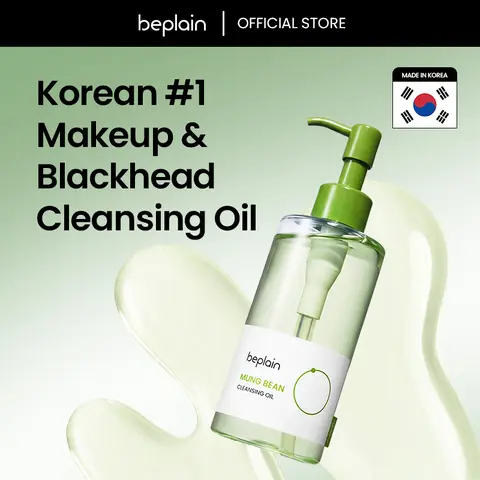 Beplain Mung Bean Hydrating Cleanser & Moisturizing Makeup Remover (200ml/230g) - Oil-Based Skin Care, Gentle Around Eyes, No Stinging, Exfoliating, Blackhead-Removing with Allantoin, Panthenol, 2-Hexanediol, Lightweight, Unscented for Sensitive Skin