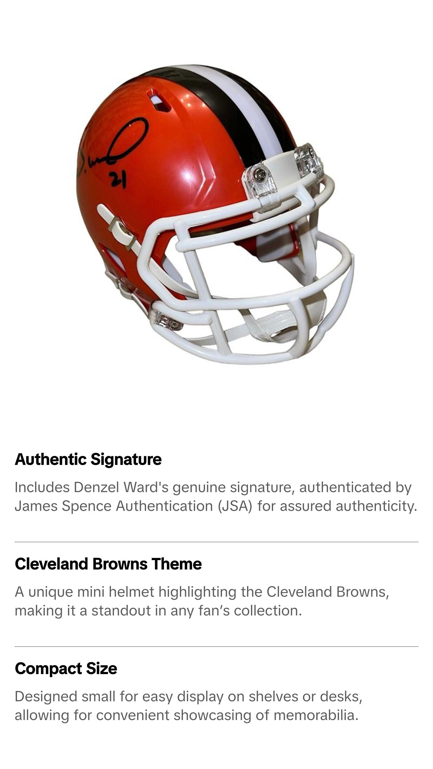 Denzel Ward Signed Cleveland Browns Mini Helmet JSA