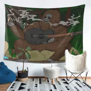 Sasquatch Playful Tapestry – Stylish Wall Hanging with Anthropomorphic Gorilla Design – Unique Gift Idea for Living Room, Bedroom, Office Decor – Lightweight Cotton Decorative Piece Decoration Linen Boho Shabby Chic