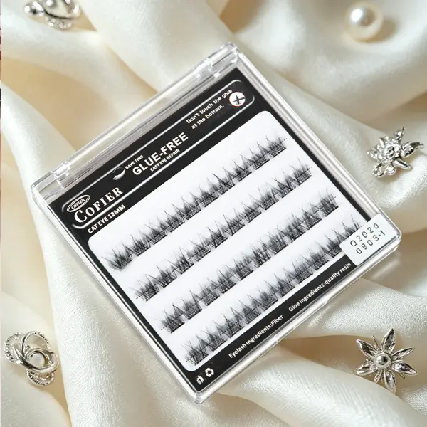 COFIER Self-Adhesive Lash Clusters, No Glue False Eyelashes Kit for Beginners, 40 Count Lightweight Fiber Makeup Lashes, 10/12/14mm Mix, Cluster Lash Extension