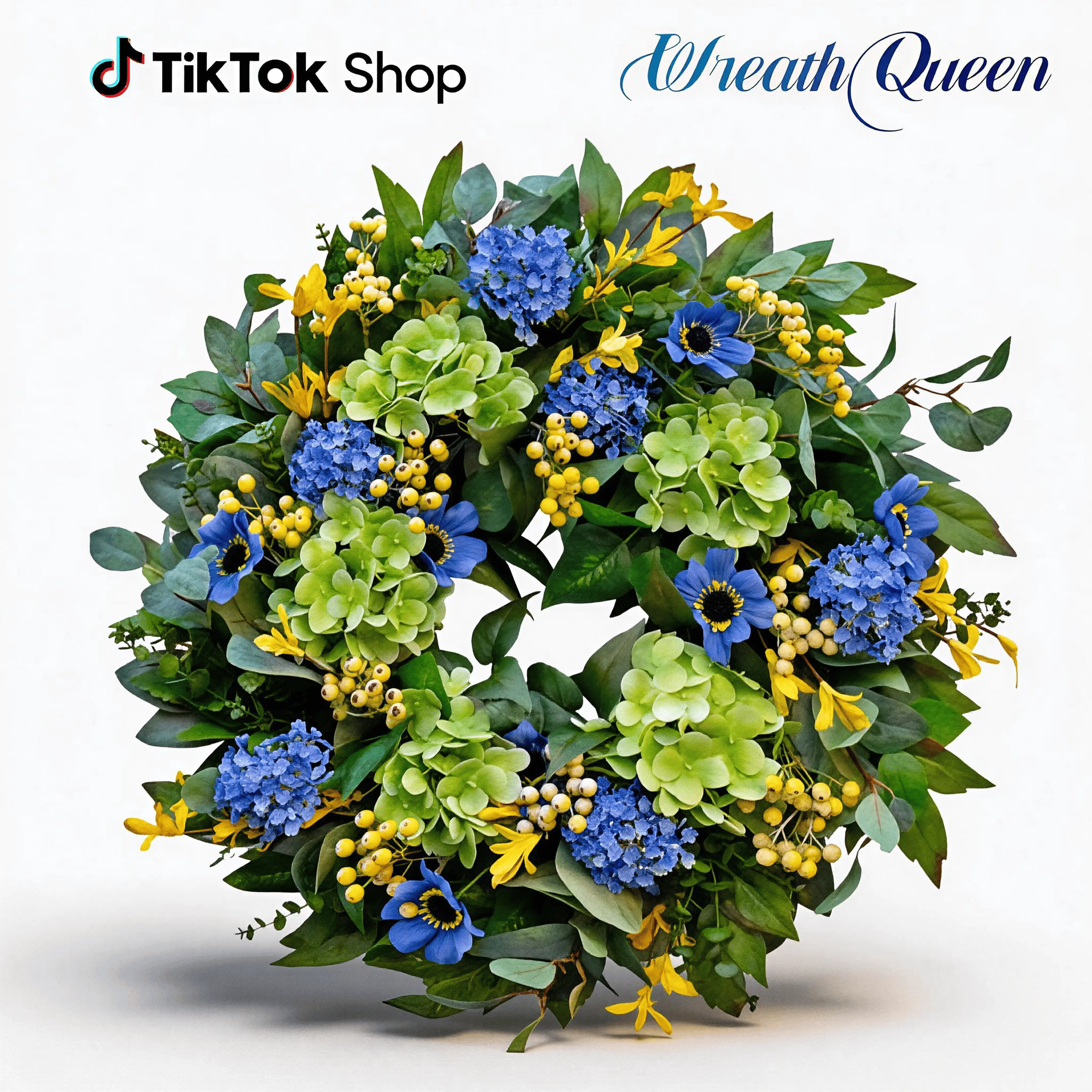 【Clearance】WreathQueen 24" Lightweight UV-Resistant Artificial Peony & Fruit Wreath (4 Styles) - Artificial Flowers, Decorative Flowers for Front Door Spring Summer Outdoor Porch Home Decor, Casual Birthday Gift