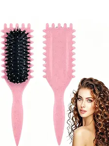 Advanced Padded Hair Brush, Toothed Hard Hair Brush for Styling, Suitable for Real and Synthetic Hair, 1 Piece