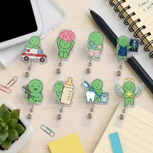 Smiski Healthcare Pro Badge Reel, Funny Brain & Baby ID Holder, Cute Retractable Clip for EMS, Psych, & Pediatric Staff, Unique Medical Student Gift