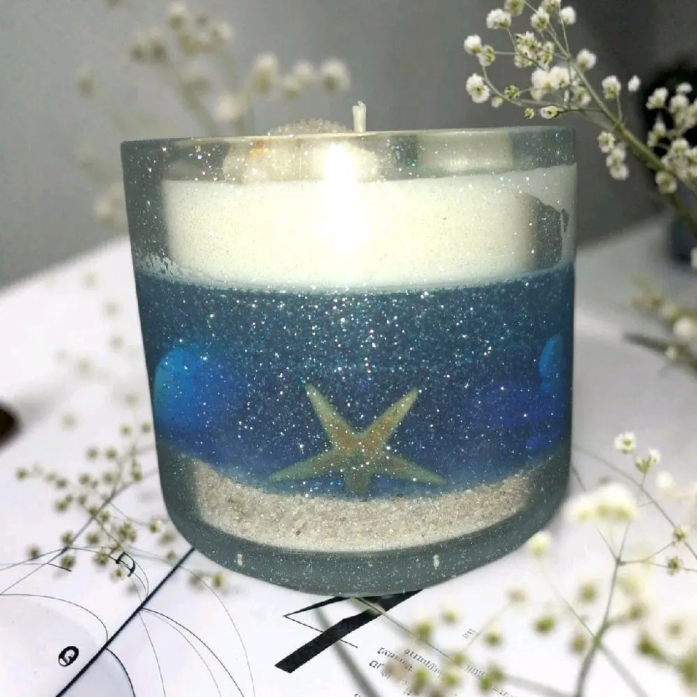 Ocean-Scented Premium Fragrance Oil Blend Glass Jar Candle - Beach Theme Decoration Tin Freshener, Thoughtful Gift for Ocean Lovers