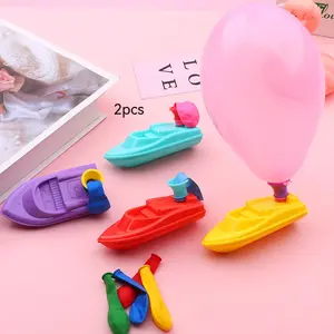 2-Pack Racing Balloon Boats, Aerodynamic Reverse Propulsion Balloon Ships, Fun Educational Parent-Child Interaction, Random Colors