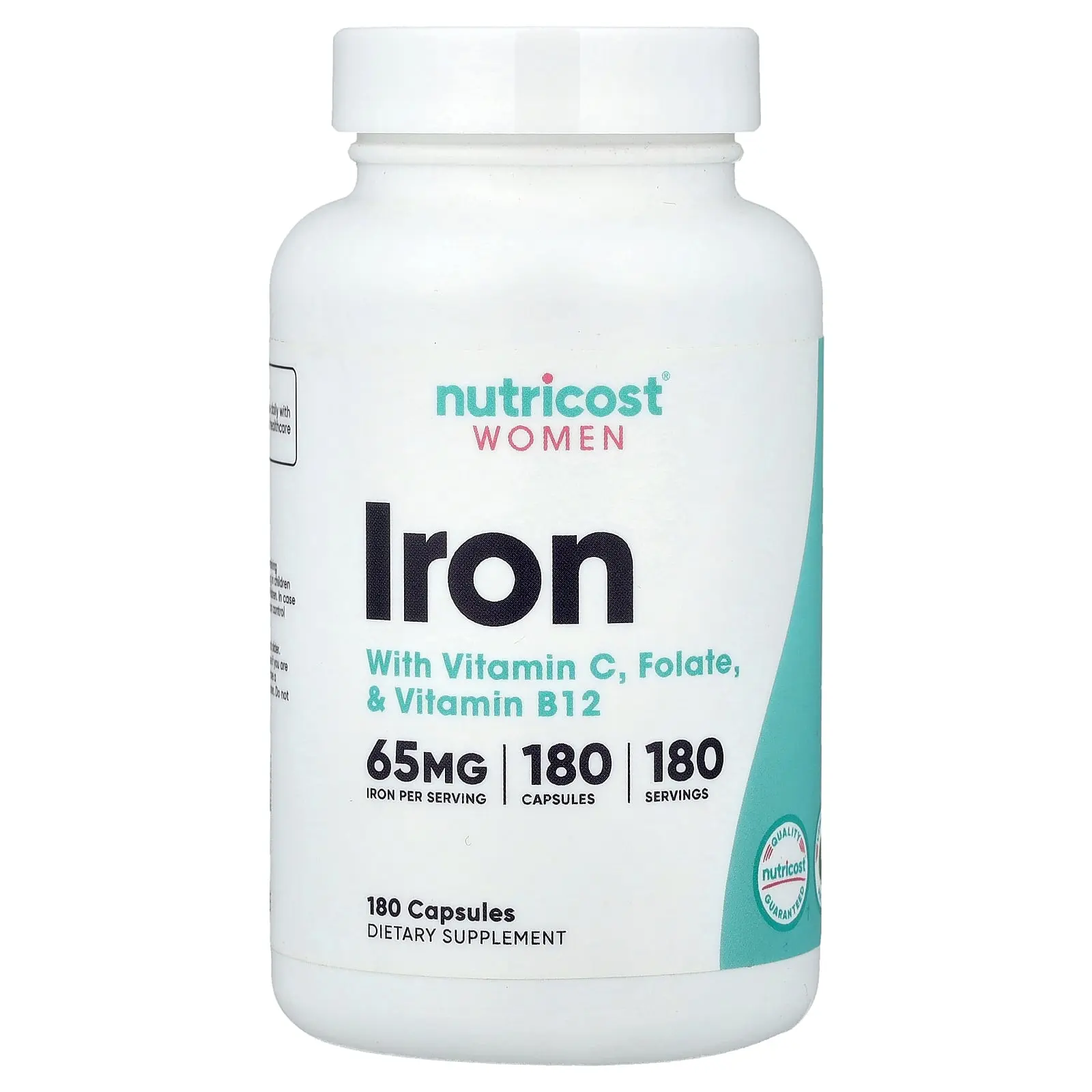 Nutricost Women, Iron With Vitamin C, Folate, & Vitamin B12, 180 Capsules
