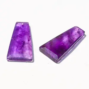 10pcs Random Natural Crystal Amethyst Powder Jade Trapezoidal Section Loose Beads Diy Necklace Pendant Earrings Jewelry Pendant Accessories