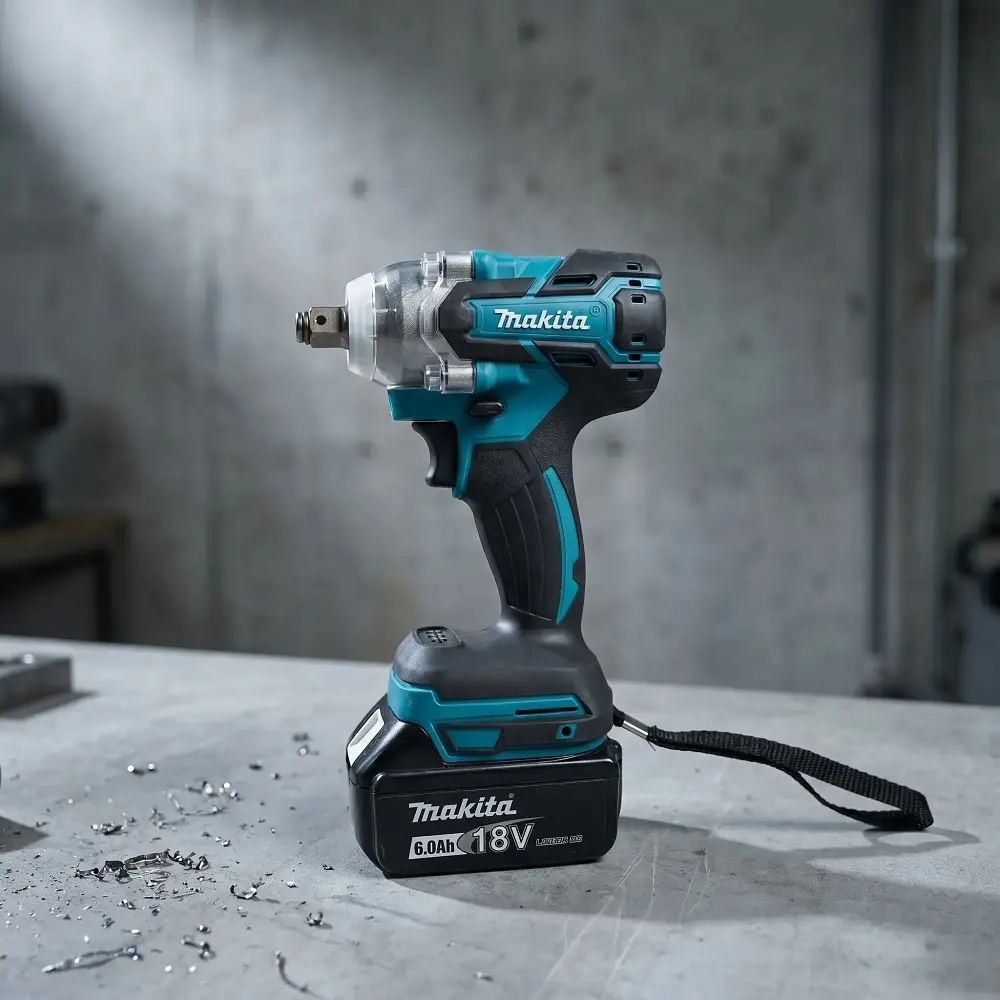 Makita DTW004 Professional-Grade Impact Wrench - 350Nm Torque Auto Repair Hand Tool, 4-Speed RPM & IPM, Auto Switching, for Confined Spaces & Rusted Bolts, Metal Drilling