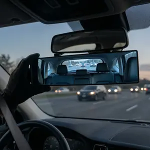 rWide Angle Rear View Mirror for Car – HD Anti-Glare Interior Rearview Mirror, Universal Clip-On Panoramic Car Rear View Mirror for Blind Spot Reduction, Safe Driving Accessories for Car SUV Truck