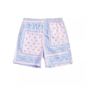 Men Drawstring Waist Paisley Print Shorts Fabric Menswear