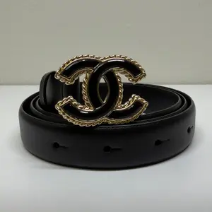 Pre-owned Chanel Black CC Gold Chain Belt