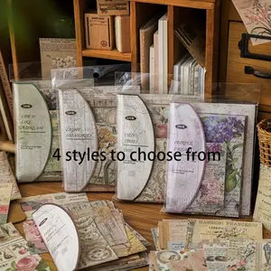 Vintage Plant Material Paper, 4 Styles 100 Sheets Per Pack, Tearable Colorful Paper, Gift Wrapping Paper, DIY Scrapbook Decoration