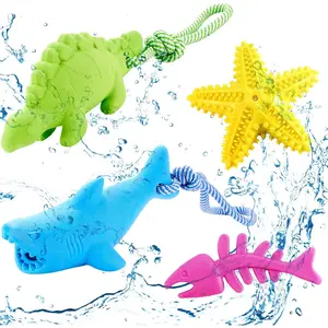 4 Pack Floating  Toys for Aggressive Chewers Summer Interactive Fetch    Cleaning for Small Medium Dogs  Dino Fish Starfish Set