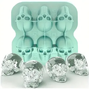 1PC Silicone Skull Ice Cube Tray Whiskey Cocktail Party Reusable Easy Release Ice Mold for Drinks