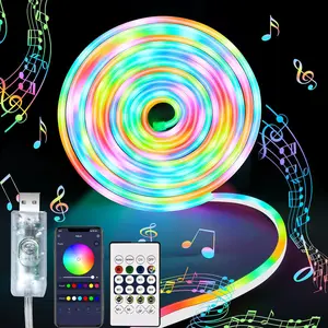 RGB LED Strip Light, USB Rechargeable LED Strip Light with Smart APP & Timer, Outdoor Waterproof LED Light for Bedroom, Living Room, Bar, Party Decoration