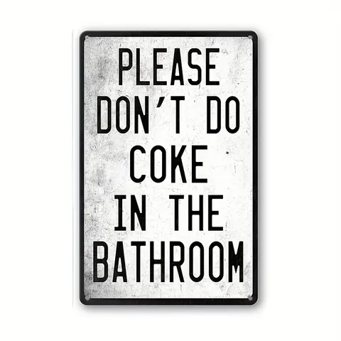 Retro Decorative Rectangle Character-Based Funny Metal Tin Wall Art - 12x8 in/30cm*20cm, Bathroom Signs Decor, College Dorm Home Plaque Accessory